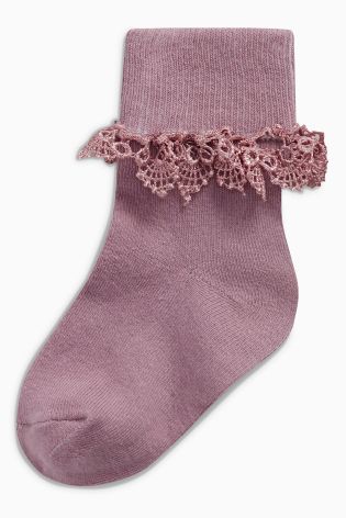 Pink Trim Socks Three Pack (Younger Girls)
